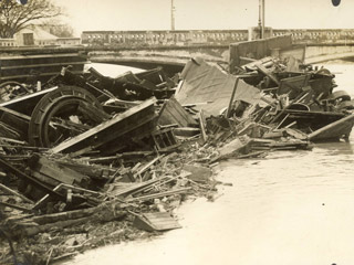 Debris by the Main Street bridge
