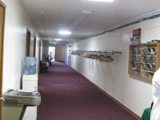 The long hallway with the library at the end.
